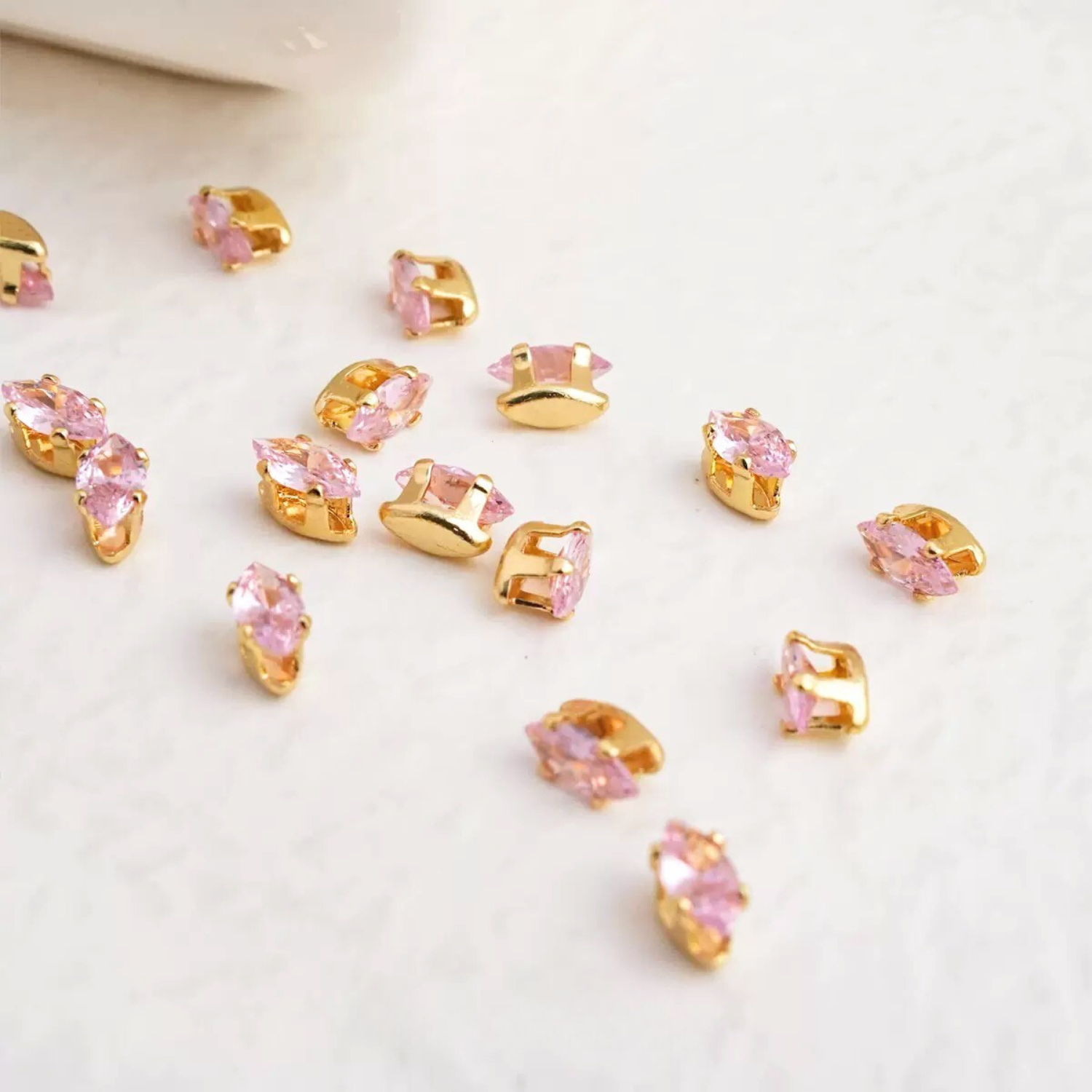 Gold-plated prong-set marquise CZ stones