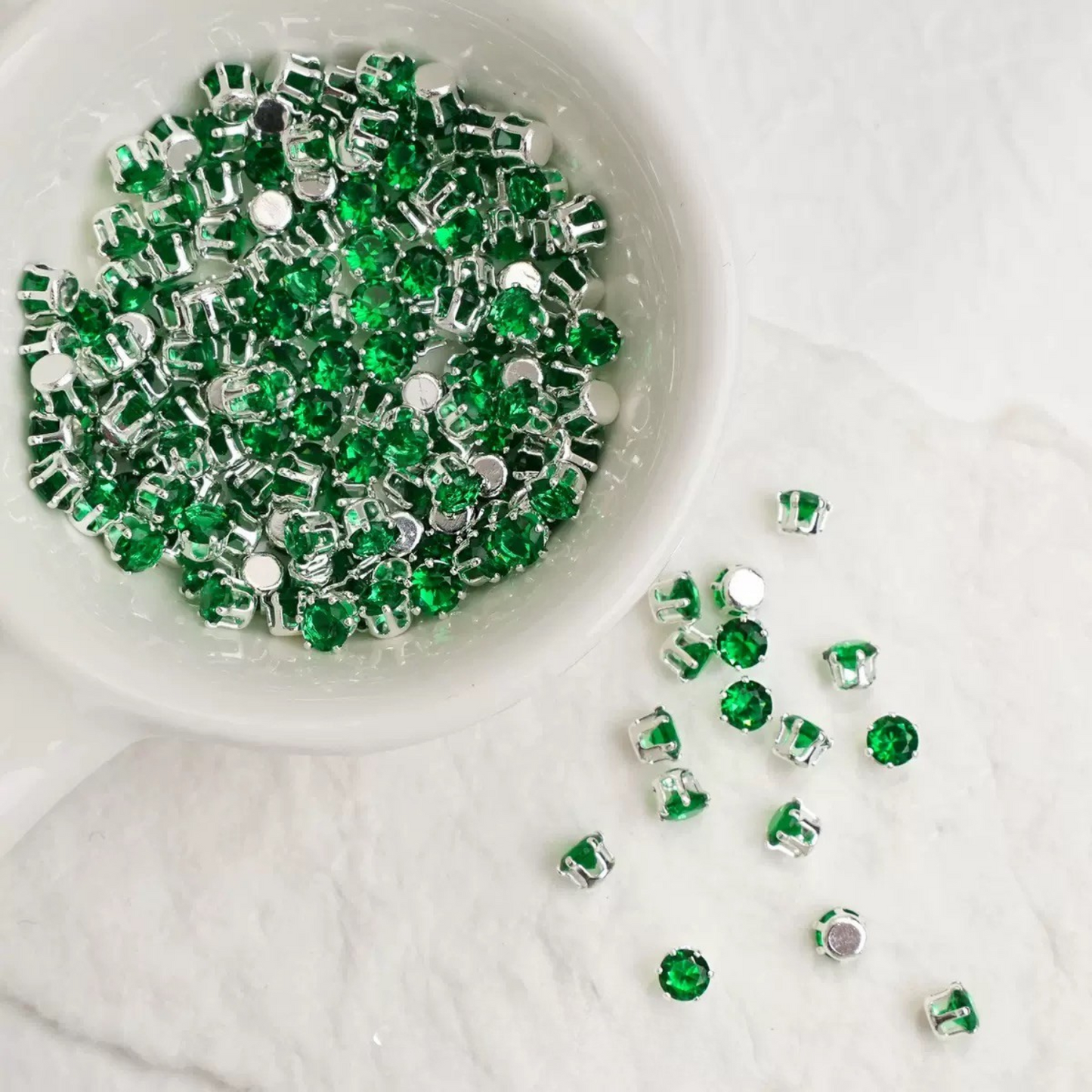 forest green claw-set zirconia stones