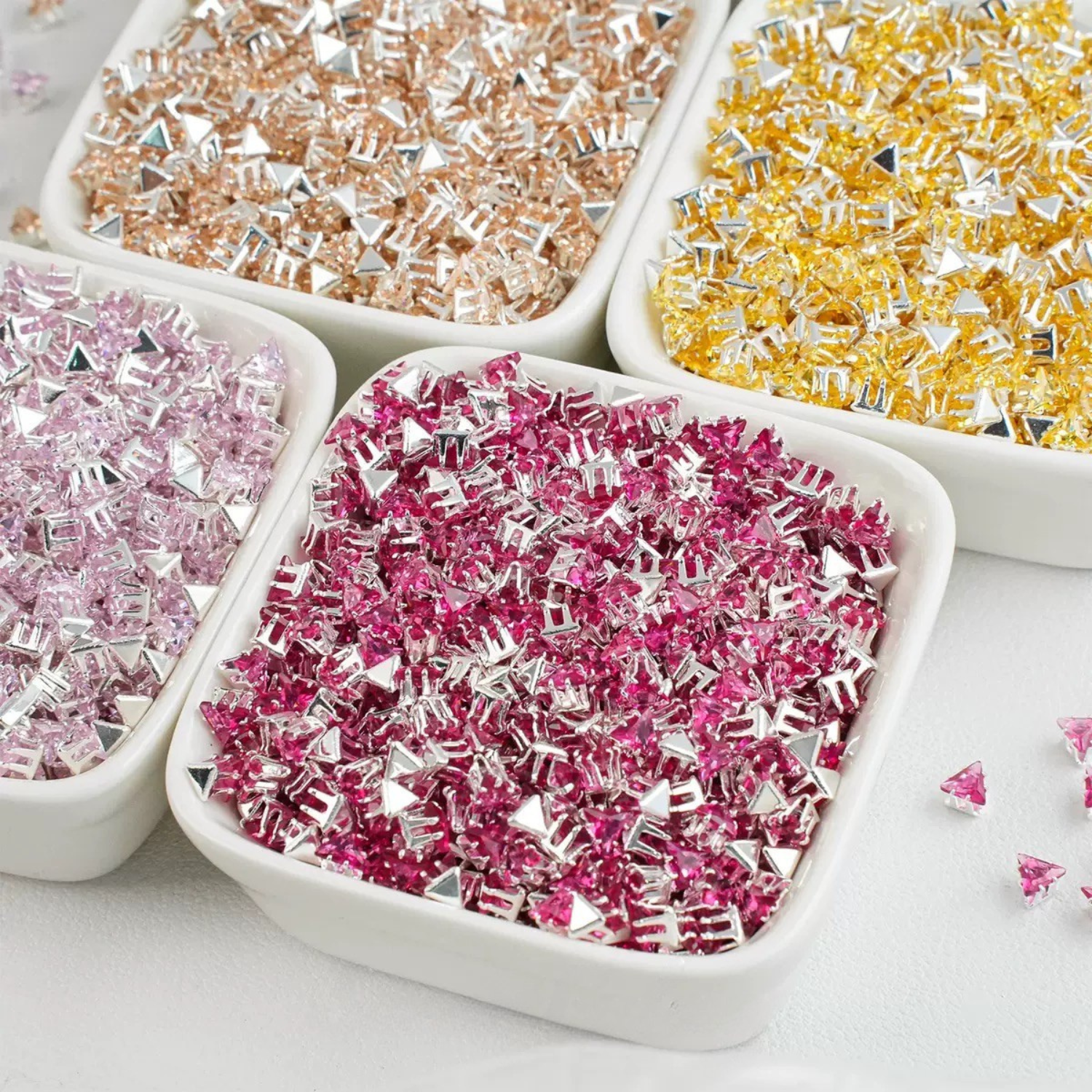 Silver-based triangle zircon beads