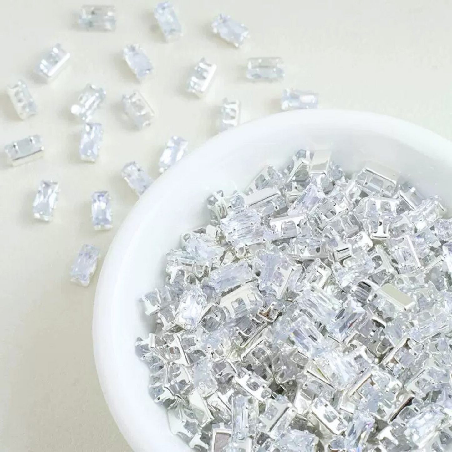 Clear faceted rectangular CZ stones